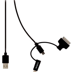 Cavo di carica e di sincronizzazione maschio USB 2.0 A - maschio Micro B dotato di adattatore lightning e dock a 30-pin da 1,00 m nero-0