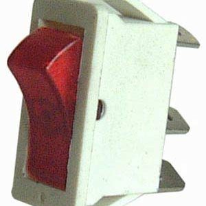 Deviatore a bilanciere unipolare rosso 3P ON-OFF luminoso, 10A - 125V-0